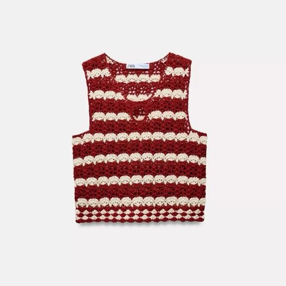 Zara Crochet Knit Top with Opening - Size S - Picture 1 of 7